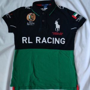 Ralph Lauren RL Racing Team Technical Crew UAE Women Polo Shirt Black Green Med